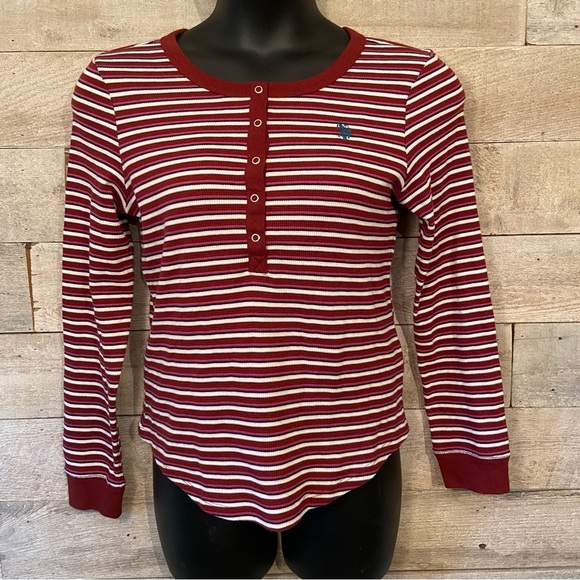 U.S. Polo Assn. women’s red‎ & white striped long-sleeved top  in size large - Picture 1 of 9